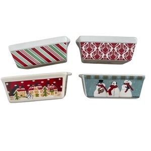 Nantucket Home Century set of four ceramic Holiday theme mini baking loaf pans